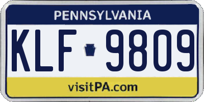 PA license plate KLF9809