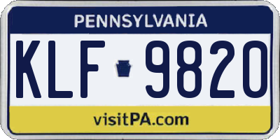 PA license plate KLF9820