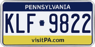 PA license plate KLF9822