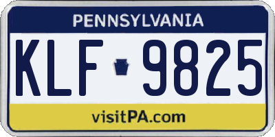 PA license plate KLF9825