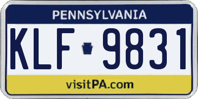 PA license plate KLF9831