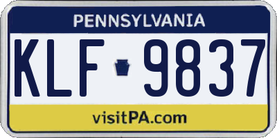 PA license plate KLF9837