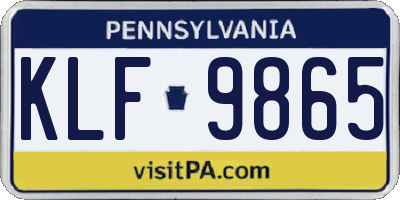 PA license plate KLF9865