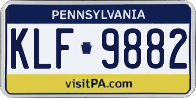 PA license plate KLF9882