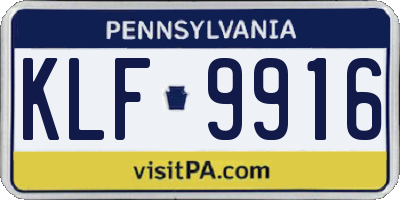 PA license plate KLF9916