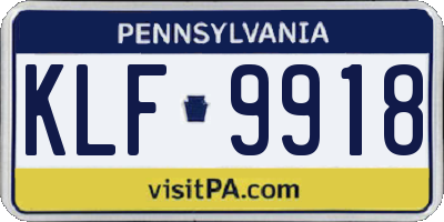 PA license plate KLF9918
