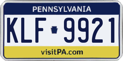 PA license plate KLF9921