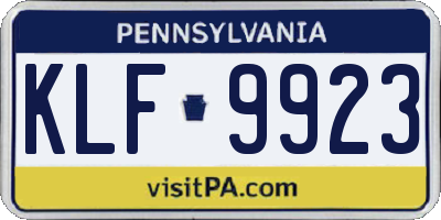 PA license plate KLF9923