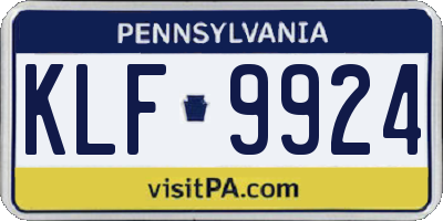 PA license plate KLF9924