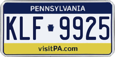PA license plate KLF9925