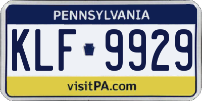 PA license plate KLF9929