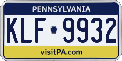 PA license plate KLF9932