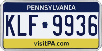 PA license plate KLF9936