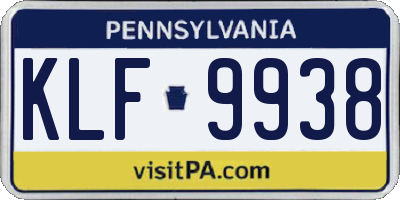 PA license plate KLF9938