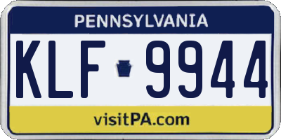 PA license plate KLF9944