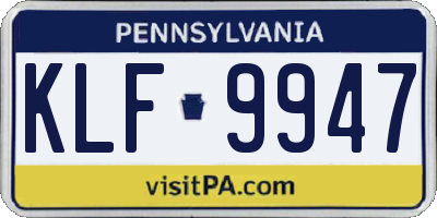 PA license plate KLF9947