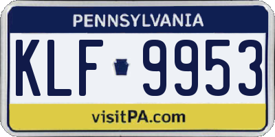 PA license plate KLF9953
