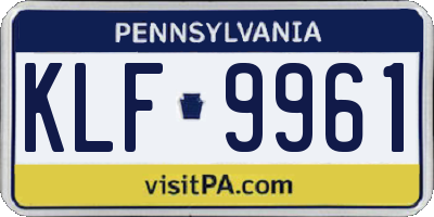 PA license plate KLF9961