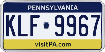 PA license plate KLF9967