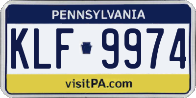 PA license plate KLF9974