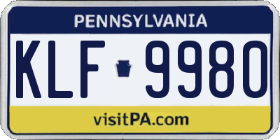 PA license plate KLF9980
