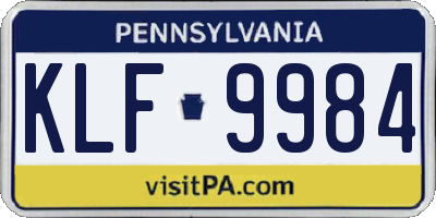 PA license plate KLF9984