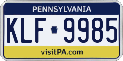 PA license plate KLF9985