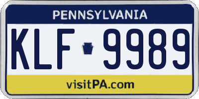 PA license plate KLF9989