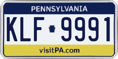 PA license plate KLF9991