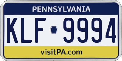 PA license plate KLF9994