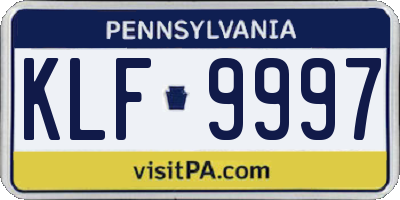 PA license plate KLF9997