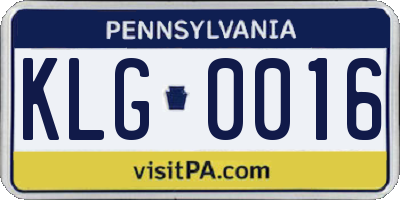 PA license plate KLG0016