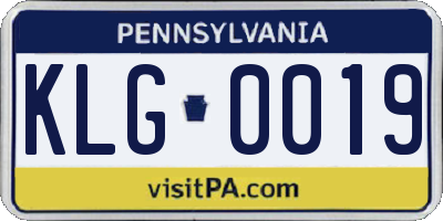 PA license plate KLG0019
