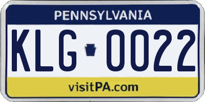 PA license plate KLG0022