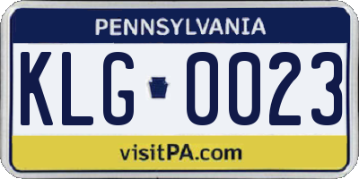 PA license plate KLG0023