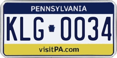 PA license plate KLG0034