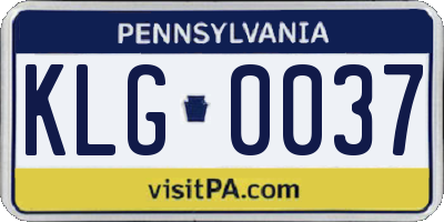 PA license plate KLG0037