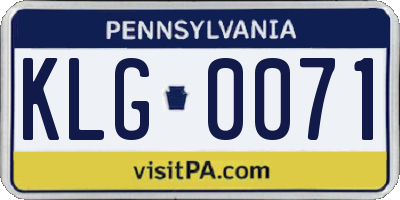 PA license plate KLG0071