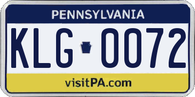 PA license plate KLG0072