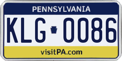 PA license plate KLG0086