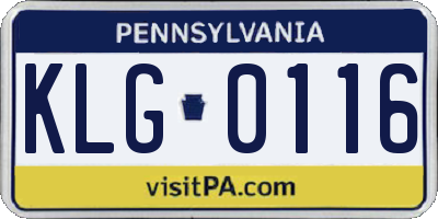 PA license plate KLG0116
