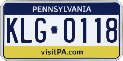 PA license plate KLG0118
