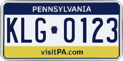 PA license plate KLG0123