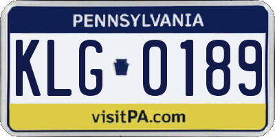 PA license plate KLG0189