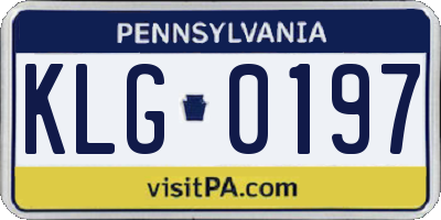 PA license plate KLG0197