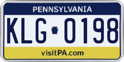 PA license plate KLG0198