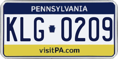 PA license plate KLG0209