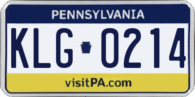 PA license plate KLG0214