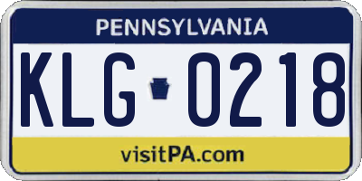 PA license plate KLG0218