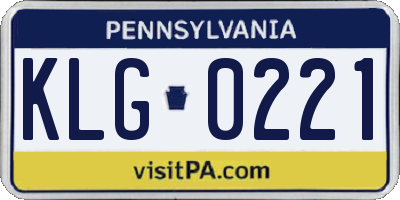 PA license plate KLG0221